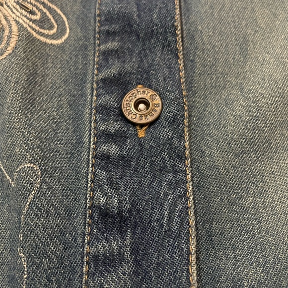 VTG Christopher & Banks Blue Denim Jacket with Floral Embroidery Sz M - Picture 6 of 11